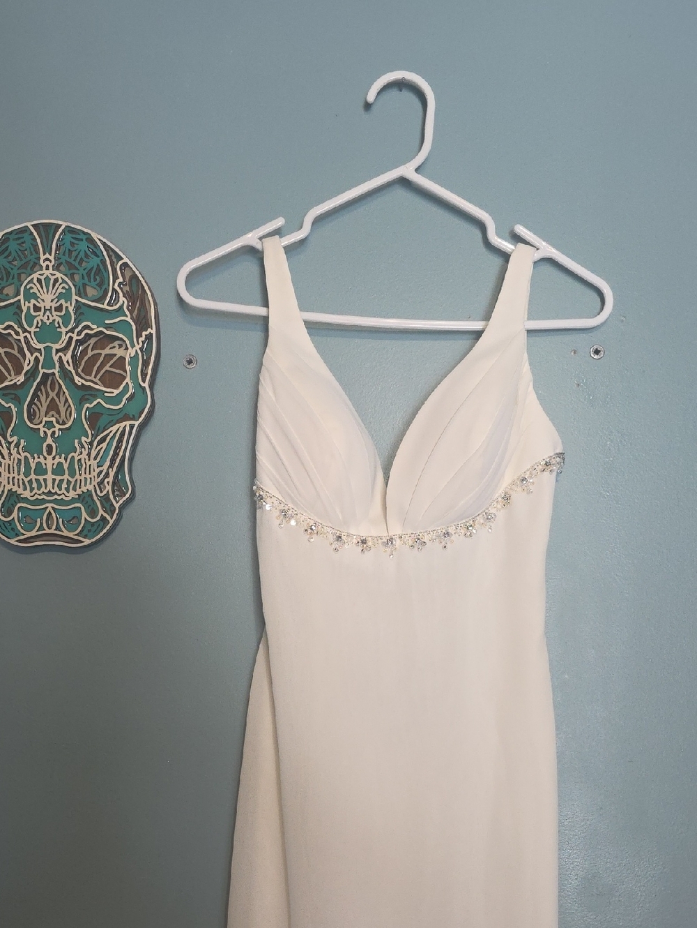 Wedding V-Neck Bridal Gown with Crystal Underbust Trim
